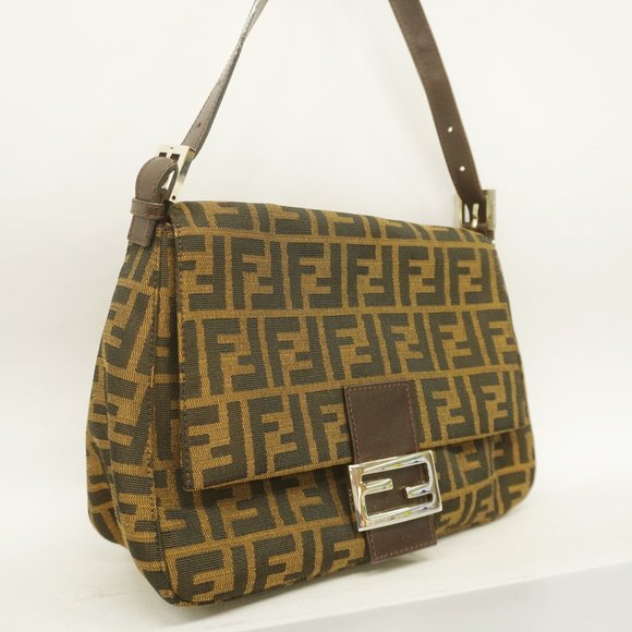 FENDI[3zc3916] Auth  Handbag Zucca Nylon Canvas Brown Silver metal - Picture 2 of 7